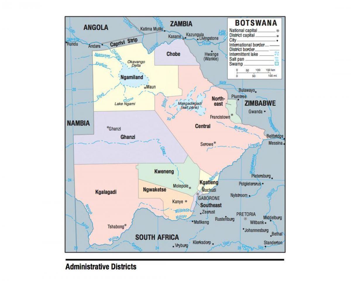 peta Botswana dengan daerah