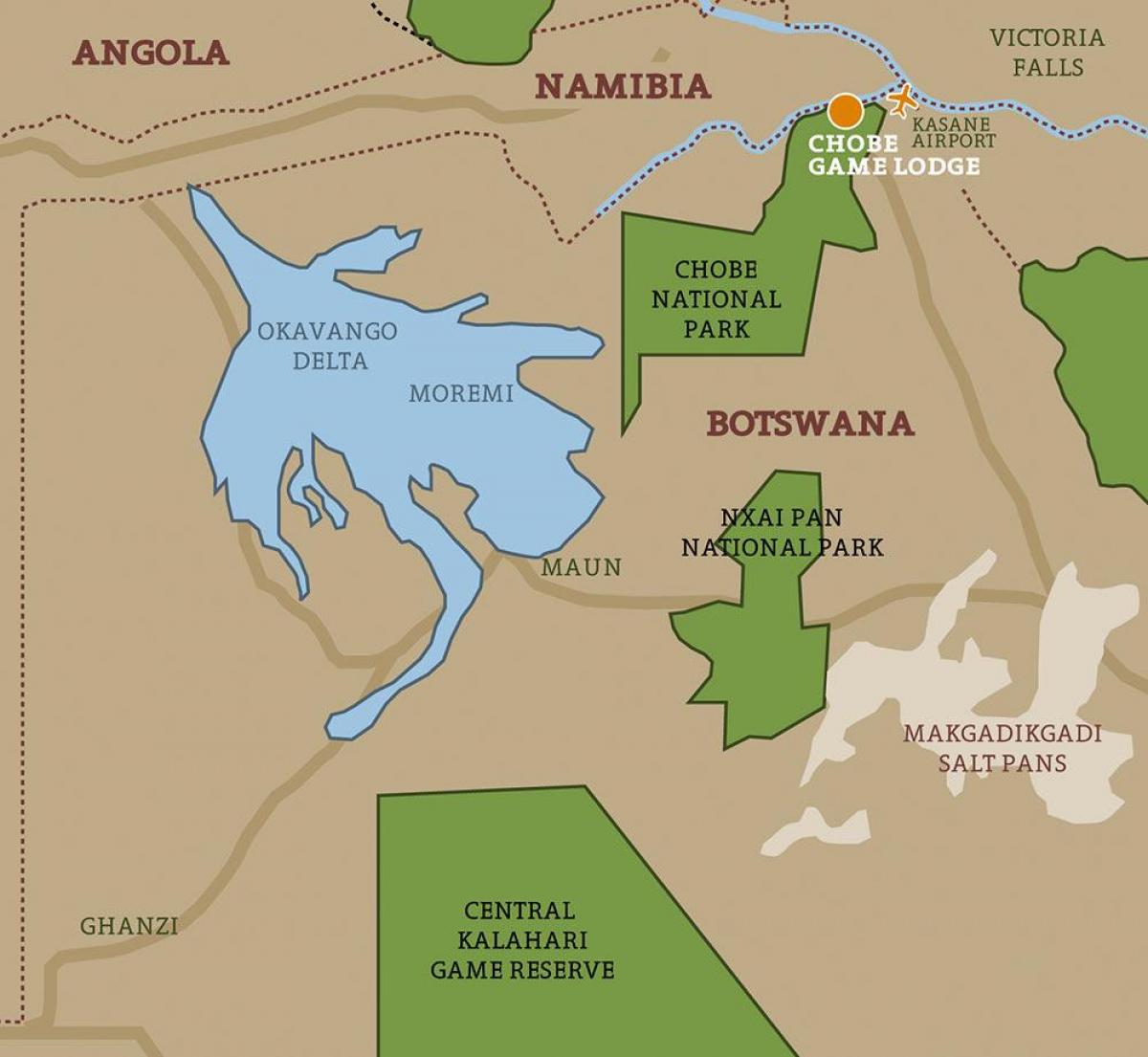 peta Botswana peta taman nasional